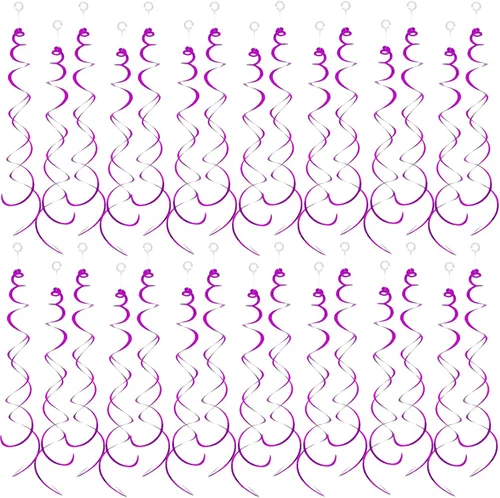 Miniatura 12 de 30 piezas de decoración de fiesta de remolinos colgantes, decoraciones de papel de aluminio, espiral, serpentina de plástico para techo, cumpleaños