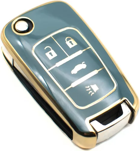 FEYOUN Funda para llavero compatible con Buick Encore Chevy Chevrolet Camaro Equinox Impala Sonic Trax GMC Terrain Flip 4 botones TPU remoto sin