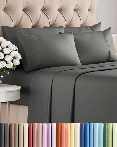 Miniatura 85 de Juego de sábanas Queen de 6 piezas, sábanas tamaño Queen, ropa de cama suave de lujo de hotel, refrescante, cómoda y transpirable, 1 encimera, 1 26