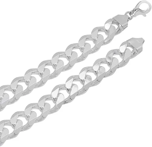 Miniatura 2 de Verona Jewelers - Collar para hombre de plata de ley 925 maciza italiana 75 mm 8 mm 11 mm 15 mm cadena cubana para hombre eslabones sólidos