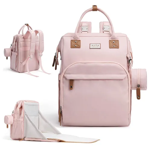 Miniatura 11 de Mochila para Pañales, Bolsa de Pañales Multifunción con Estación de Cambio, Elegantes Bolsas para Bebé, Mochila de Pañales Unisex Grande para Mamá