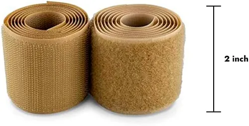 Miniatura 2 de Cinta de velcro para coser de 2 pulgadas de ancho, color beige, no adhesiva, tela de nailon beige, juego de cierre de cinta de velcro para bolsos