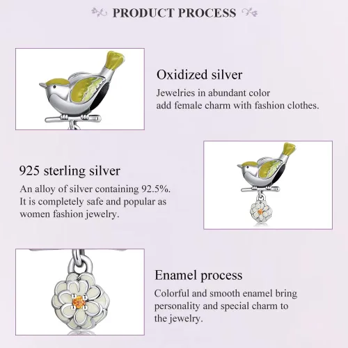 Miniatura 4 de Abalorio de plata de ley con diseño de pájaro para pulsera, con colgante de martín pescador, regalo de joyería para mujeres, niñas, mamá, esposa