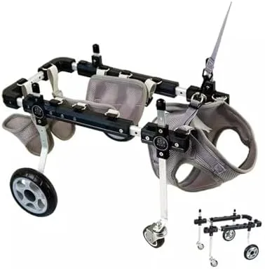 4-Wheel Dog Wheelchair for Small & Large Dogs, Adjustable Full Support Pet Leg Braces, Disabled Dog Mobility Aid, Soft Rehabilitation Cart for Cats