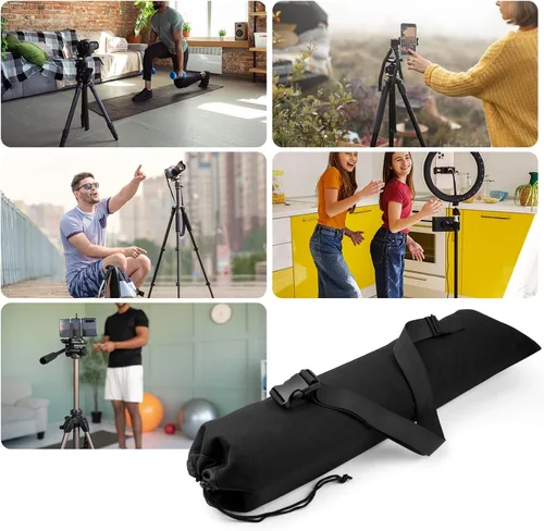 Miniatura 7 de Funda de transporte de viaje para selfie stick todo en uno, soporte extensible para trípode para teléfono celular con control remoto, bolsa