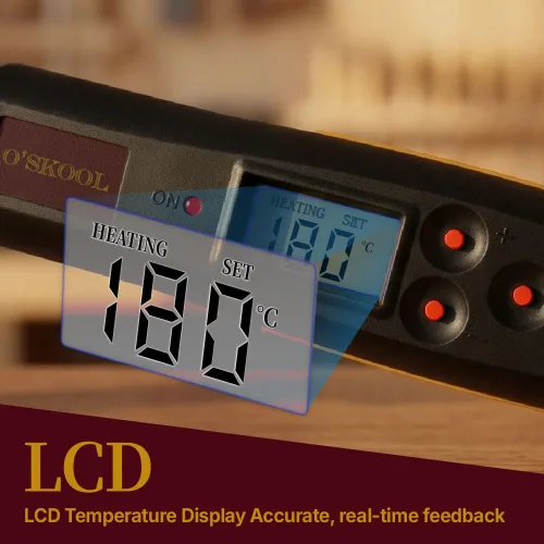 Miniatura 3 de O'SKOOL Banda de Borde de Hierro 100–200°C con Pantalla Digital, Herramienta Ajustable de Sellado Térmico para Chapa y Ensamblaje, Conmutable de °C