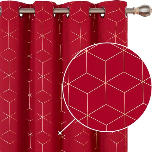 Miniatura 22 de Deconovo Cortinas Opacas, Aislamiento Térmico y Reducción de Ruido, Estampado de Lámina de Diamante – Ojales en la Parte Superior, 2 Paneles, Azul