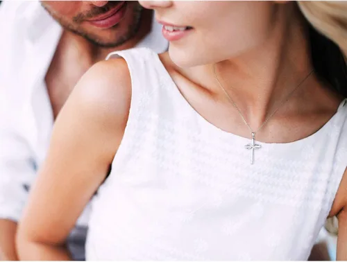 Miniatura 5 de AmorAime Collar de cruz de plata de ley 925 para mujer, collar infinito para novia, regalos para el día de San Valentín, cumpleaños
