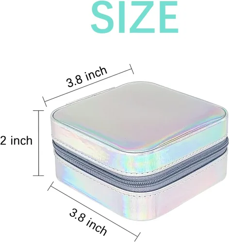 Miniatura 2 de Small Jewelry Box with mirror, Portable Mini Travel Jewelry Case Storage Organizer, PU Leather Double Layer Jewellery Organizer for Women and Girls