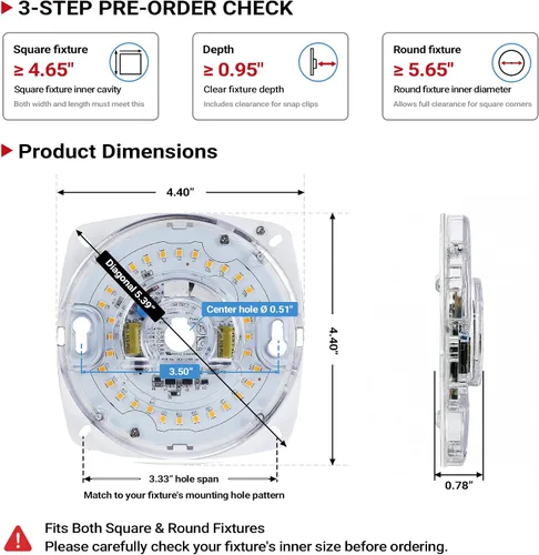 Miniatura 2 de Legental - Motor de luz LED regulable de 4 pulgadas, tamaño PCB, 5000 K, tamaño total, 17 W, 1200 lúmenes, 120 V, CRI80, kit de luz de actualización