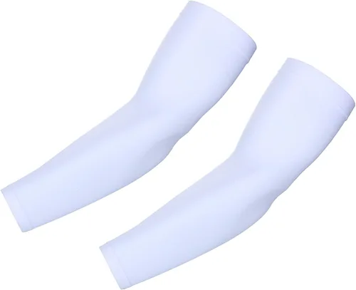 Mangas de brazo para mujeres y hombres, cubierta de mano, manga de compresión para brazos, para cubrir los calentadores de brazos Blanco