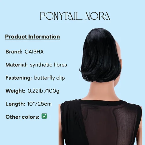 Miniatura 2 de CAISHA Cola de caballo con clip de mariposa para el cabello moño peinado nupcial hepburn moño Scrunchie recto negro H401