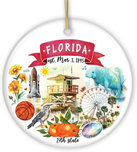 Miniatura 21 de Recuerdos coleccionables de cerámica de EE. UU. - Adornos navideños artísticos con temas y monumentos estatales de Tennessee