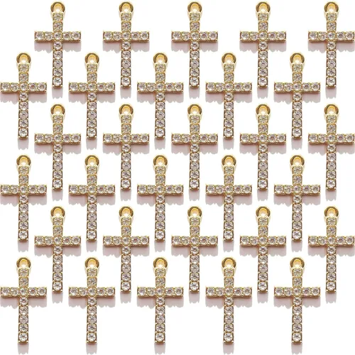 Miniatura 7 de Zirconia Crystal Rhinestone Cross Charms for Jewelry Making Bracelet Necklace Choke Earring Pendant Key Chain Craft Supplies DIY Accessories