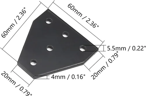 Miniatura 3 de Aicosineg Placa de unión exterior de aleación de aluminio en forma de T de 2.36 x 2.36 x 0.16 pulgadas (largo x ancho x alto) con herrajes