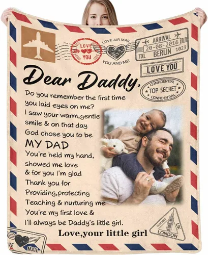 Miniatura 14 de Mantas personalizadas con fotos, manta para el día del padre: fabricada en Estados Unidos, mantas personalizadas con imágenes, manta personalizada