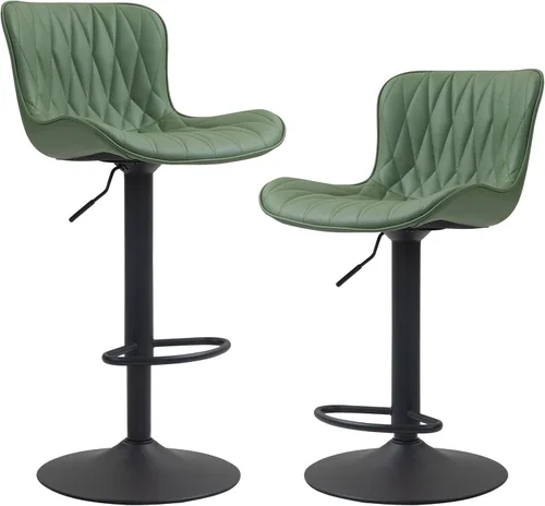 Miniatura 9 de Finnhomy Juego de 2 taburetes de bar, modernos taburetes de bar giratorios de piel sintética de 360°, altura del asiento de 24 a 32.5 pulgadas