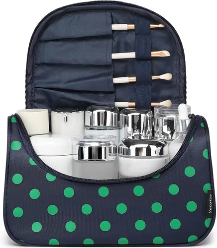 Miniatura 2 de Yeiotsy - Bolsa para cosméticos, neceser, para viaje, a lunares / Estuche de maquillaje para mujer Azul marino