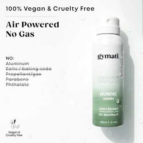 Miniatura 5 de Gymati Desodorante natural en espray corporal, sin aluminio, mezcla a base de plantas con aloe y zinc, protección contra olores de larga duración