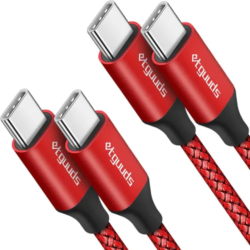 Miniatura 17 de etguuds Cable USB C a USB C blanco de 1 pie, paquete de 2 cables USBC a USBC de 60 W, cable de carga tipo C a C, cable de carga rápida para iPhone