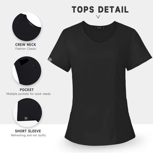 Miniatura 34 de niaahinn Conjunto de uniformes médicos para mujer, uniformes de enfermería, cuello en V clásico y pantalones quirúrgicos para correr