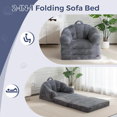 Miniatura 8 de MAXYOYO Sofá Cama Plegable, Sofá Convertible 2 en 1 a Sillón Reclinable, Cómoda Silla Puf Individual para Adultos, Sofá Cama Reclinable de Piso
