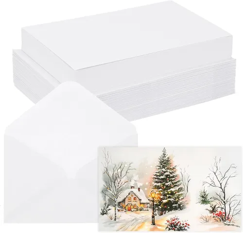 Awclub 50 juegos de tarjetas de acuarela en blanco con sobres, tarjetas de papel de acuarela de algodón de 140 libras/300 GSM para pintura