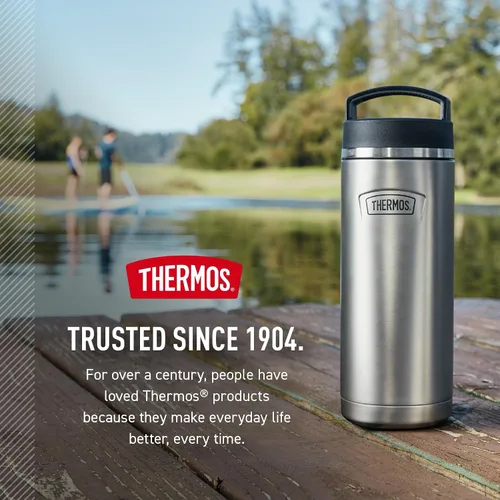 Miniatura 8 de THERMOS ICON SERIES - Botella de agua de acero inoxidable con tapa superior de rosca, 32 onzas, granito, botella de agua aislada con tapa Granite