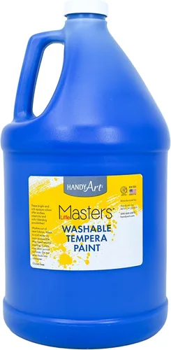 Handy Art Little Masters - Pintura al temple lavable, color azul, botella de 128 onzas, brillante y mezclable, alta opacidad, colores lavables para