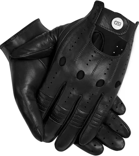 Miniatura 9 de GSG Guantes de cuero genuino para hombre de piel de oveja negros para conducir en bicicleta con pantalla táctil, guantes de motocicleta sin forro