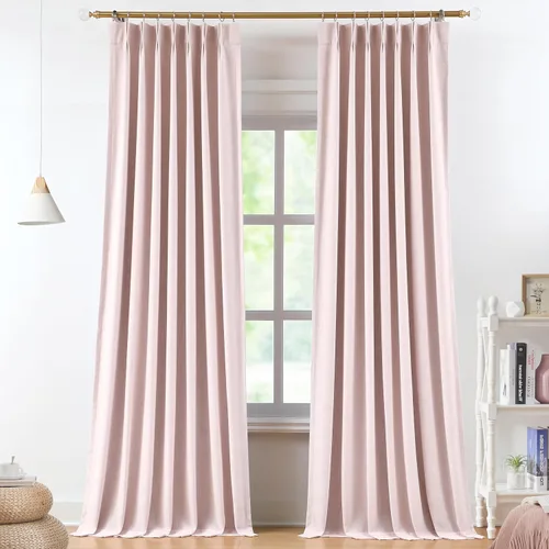 Miniatura 23 de Vision Home Cortinas marrones con pliegues pinzados de bloqueo total, cortinas de ventana de lino mezclado para oscurecimiento de la habitación, 95