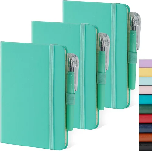 Miniatura 33 de Paquete de 3 cuadernos rayados con bolígrafo, cuadernos A5 (5.7 x 8.4 pulgadas) de tapa dura de cuero para mujeres y hombres, trabajo, 160 páginas