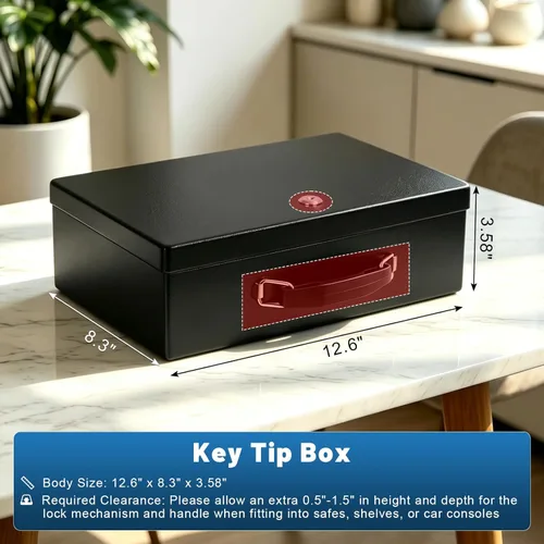 Miniatura 4 de KYODOLED Caja de documentos ignífuga con cerradura de llave, pequeñas cajas de seguridad para artículos personales, resistencia al fuego y al agua