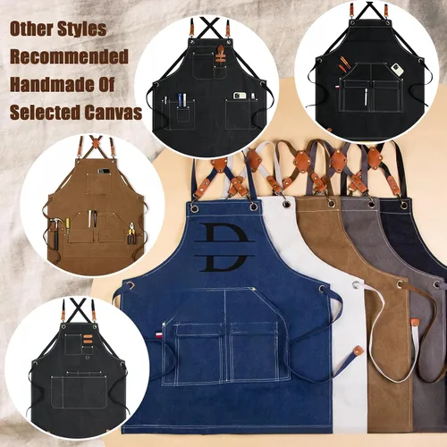 Miniatura 2 de Delantal de lona personalizado, regalo personalizado, delantal de camarero, delantal bordado para papá, barbacoa, delantal de chef para hombre