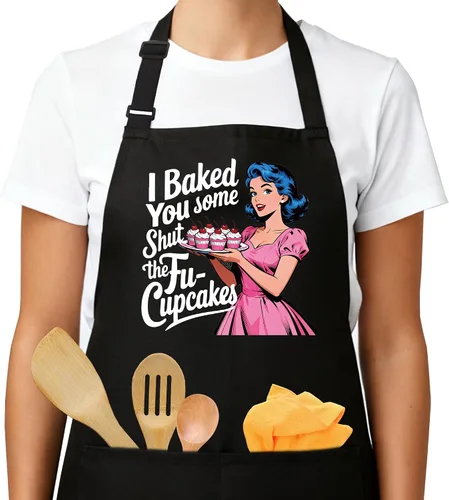 Miniatura 15 de Delantales divertidos para mujeres - Regalo de repostería para mujeres, regalos de Navidad, día de la madre y cumpleaños, perfectos para cocinar