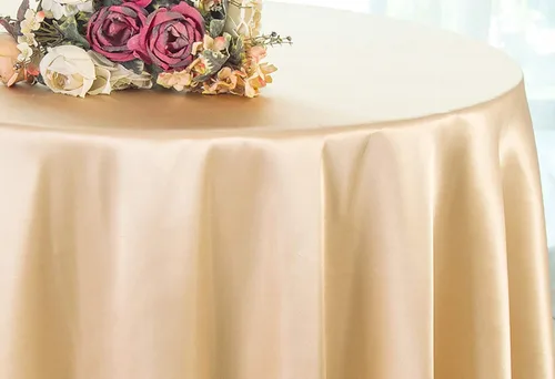 Miniatura 8 de Manteles redondos de satén sin costuras de 90 pulgadas para restaurante, cocina, comedor, boda, fiesta, banquete, eventos, color dorado antiguo