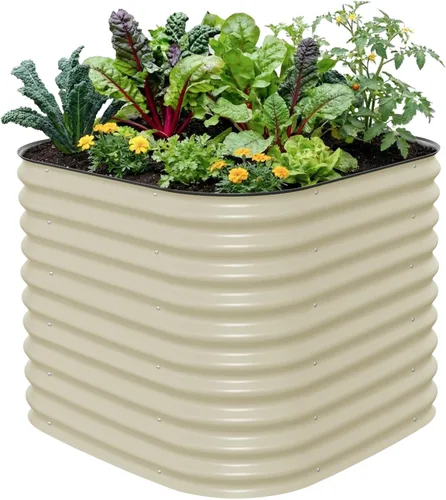 Miniatura 26 de Vego garden Jardinera elevada redonda de 32 pulgadas de alto y 42 pulgadas para jardín, para verduras, flores, patio, gris moderno