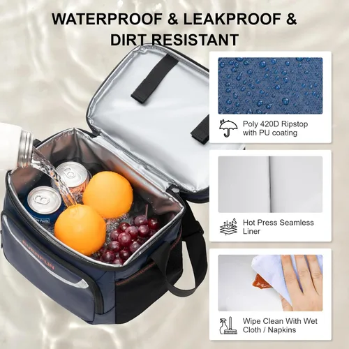 Miniatura 4 de EVERFUN Insulated Lunch Bag Soft Lunch Box for Men Dual Compartments Small Lunch Box Collapsible Waterproof Leak-Proof for Work