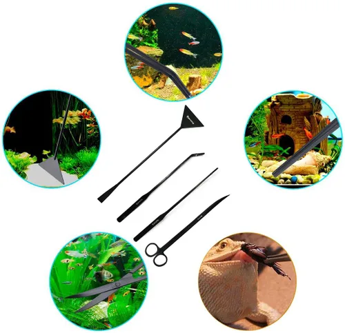 Miniatura 7 de capetsma - Pinzas para acuario, herramientas de acero inoxidable para plantas de acuario, herramientas largas para paisajismo acuático, tijeras