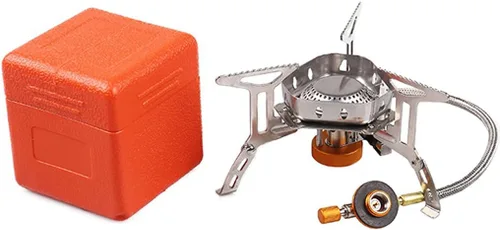 Miniatura 7 de Quemador portátil a prueba de viento con encendido piezoeléctrico, adaptador de estufa, caja de almacenamiento de plástico, fuerte potencia