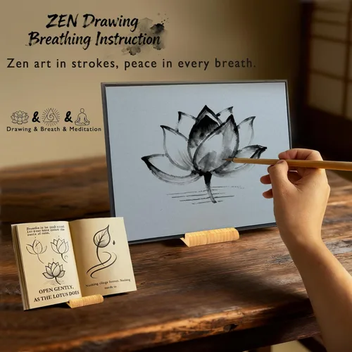 Miniatura 3 de AOVOA Zen Buddha - Tabla de pintura al agua con guía de dibujo y respiración, juego de arte relajante de dibujo de agua con pinceles y plantillas