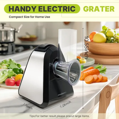 Miniatura 5 de Mokero Rallador de queso eléctrico 5 en 1 para queso, triturador automático de queso de cocina y tirador de ensaladas, picador de verduras fácil