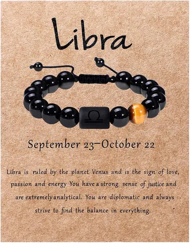 Miniatura 14 de SUMMER LOVE Father's Day Gifts Zodiac Bracelet for Men Women 10mm Natural Black Onyx Stone Star Sign Constellation Beaded Protection Bracelet