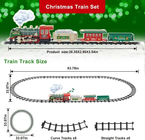Miniatura 6 de JQ JUQU Juego de tren eléctrico de control remoto con vapor real, luces y sonido, tren de juguete para niños de 3 a 8 años con pistas completas