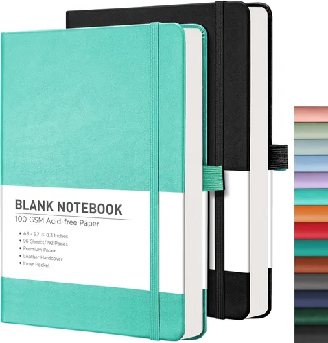 Miniatura 45 de RETTACY Cuaderno rayado, 2 paquetes, 192 páginas numeradas por paquete, tamaño A5 mediano (5.7 x 8.3 pulgadas), para hombres y mujeres, escritura