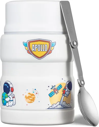 Miniatura 13 de Charcy Termo de 17oz para alimentos calientes, contenedor de comida aislado para almuerzo con cuchara plegable QB - Negro