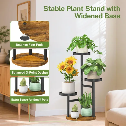 Miniatura 3 de iDavosic.ly Soporte para plantas de 3 niveles para interiores, estante de metal de esquina escalonada para múltiples flores, estante alto