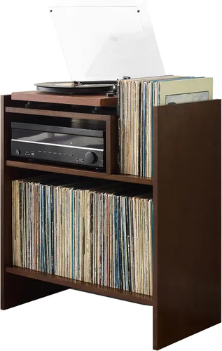 Crosley Furniture Portland - Soporte para tocadiscos, consola multimedia con almacenamiento de vinilo, organizador moderno para el hogar, color