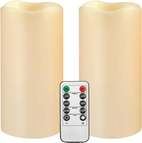 Miniatura 13 de Velas parpadeantes sin llama de 2.2 pulgadas de diámetro x 4 pulgadas de diámetro x 4 pulgadas de alto, 5, 6, 7, 8, 9 pulgadas, juego de 9 velas LED