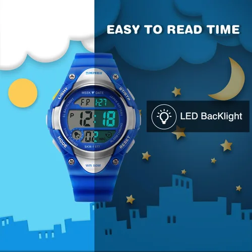 Miniatura 4 de Reloj digital deportivo para niños y niñas, resistente al agua, relojes electrónicos con alarma LED, cronómetro